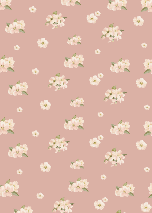 Carte - fleurs de pommiers vieux rose
